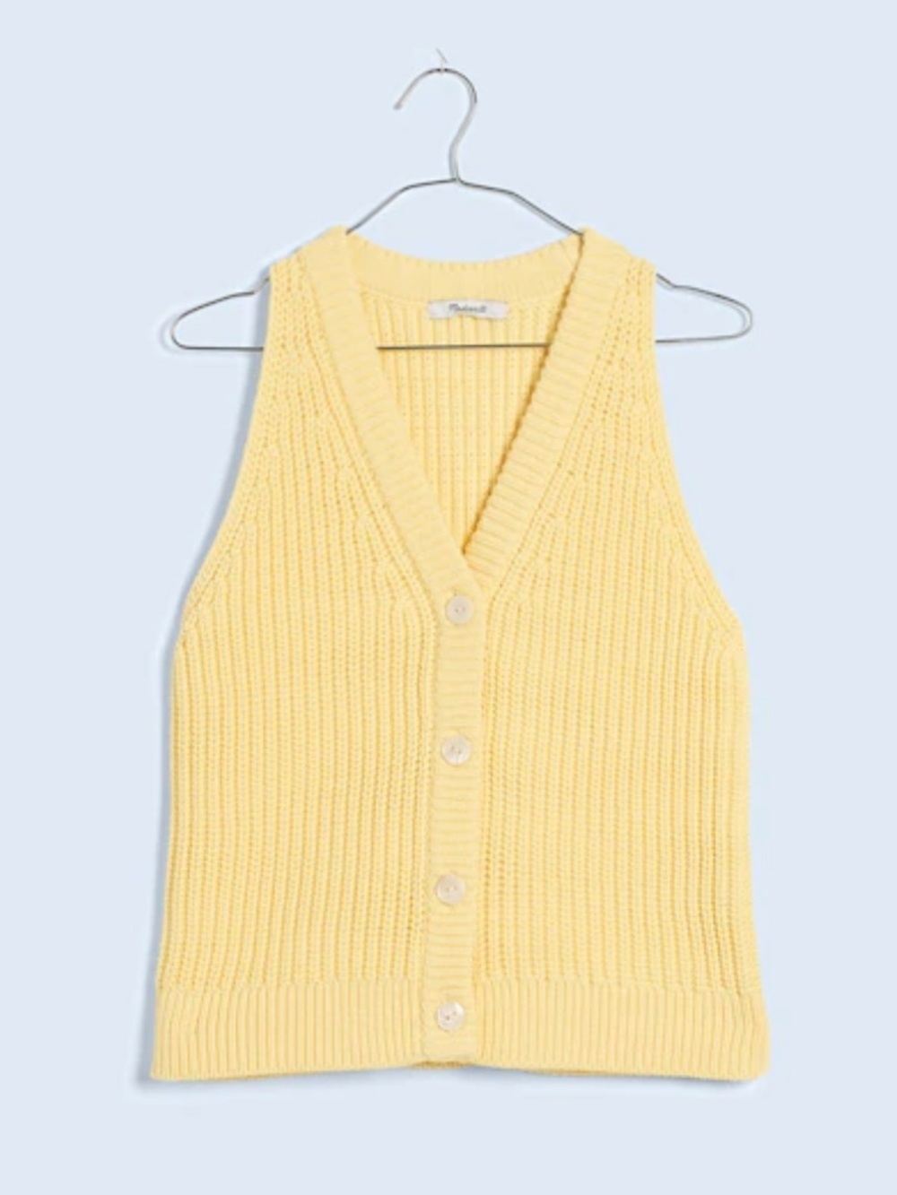 Madewell Soft Yellow Ribbed Button-Front Tank